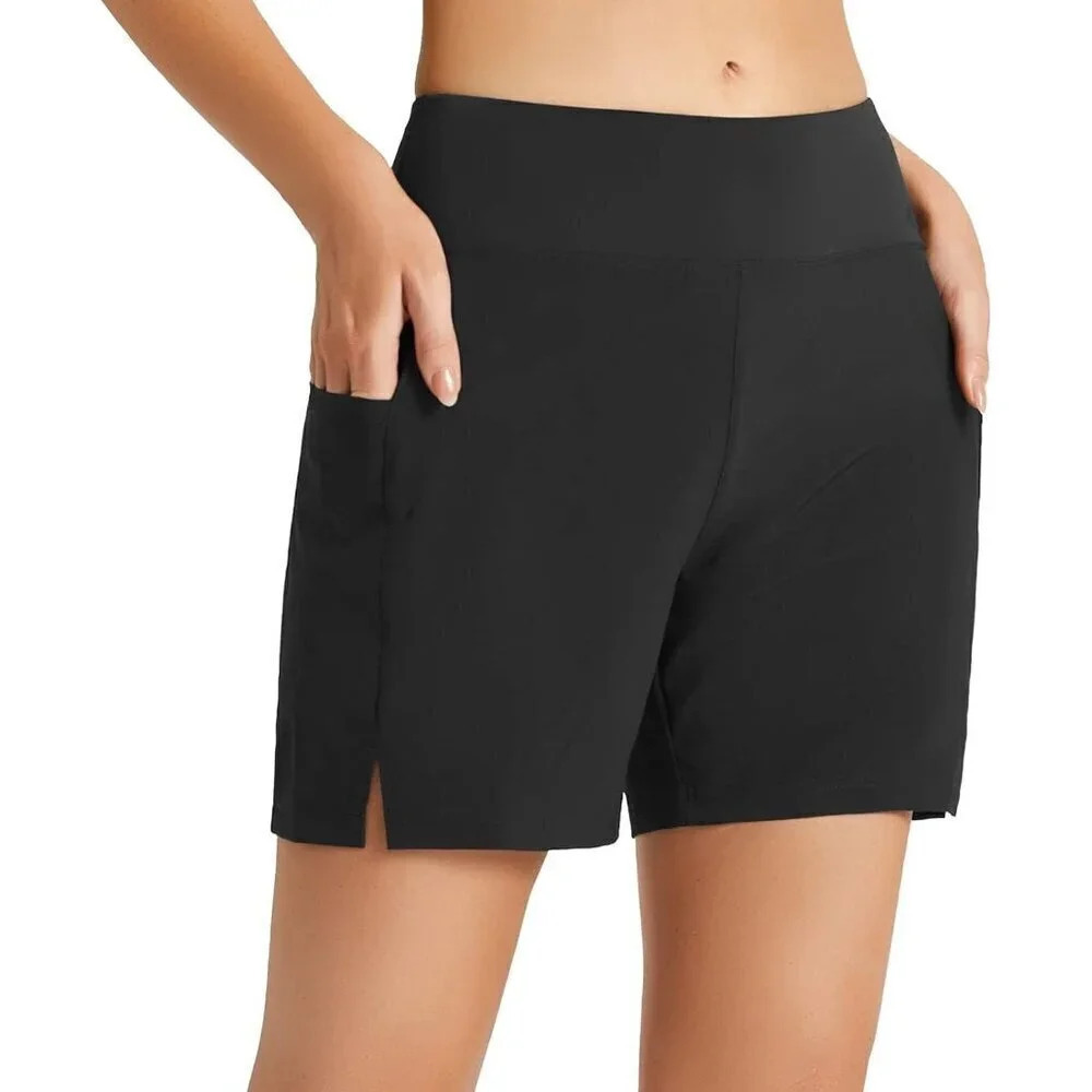 Women's 5" Quick Dry High Waisted Swim Board Shorts UPF 50+